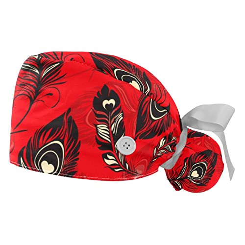 Chapeaux bouffants plumes rouges par 2 pour rester au frais en cuisine et atelier de création
