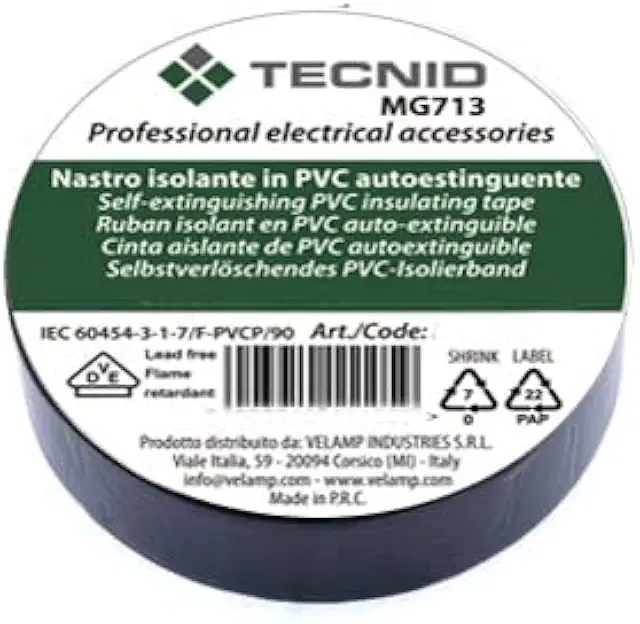 PVC-Isolierband 25 mm x 25 m, Schwarz - Isolier Klebeband für Elektroschutz