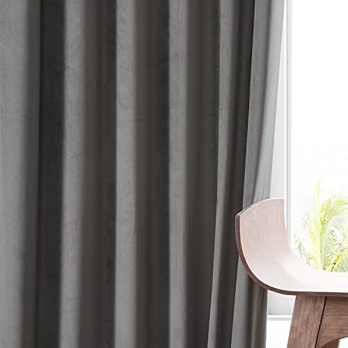 Image of HPD Half Price Drapes Signature Plush Velvet Blackout Curtains for Bedroom (1 Panel), 50W X 84L Hotel Black Out Curtains for Living Room, Thermal Insulated Blackout Curtains, Nightlife Grey
