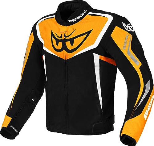 Veste moto Berik Bad Eye textile imperméable noire blanche orange taille 54 - 3