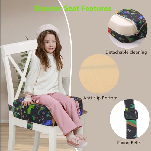 Image of Booster Seat for Kitchen Chair - Toddler Non-Slip Portable Height Increasing Strong Support Seat Cushion Comfortable Detachable Easy to Clean Washable Booster Seat for Dining Table