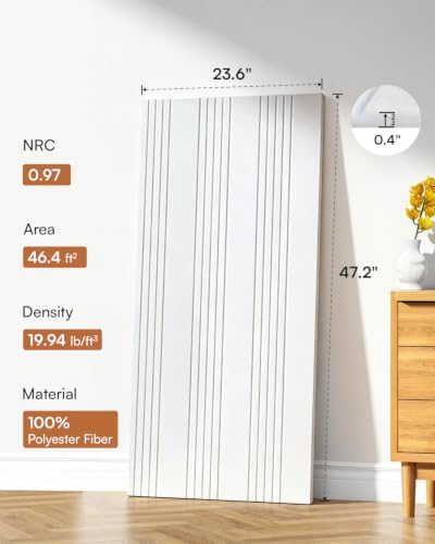 Image of SODOCT 6 Pack Large Acoustic Panels, 47.2 inch X 23.6 inch X 0.4 inch Sound Proof Panels for Walls, Decorative Wall Panels for Home Studio & Office, White