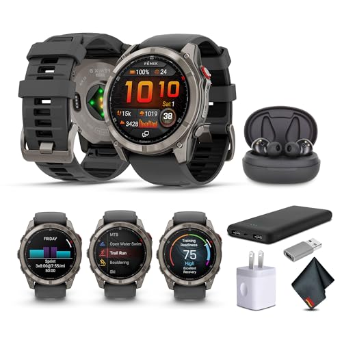 Garmin Fenix 8 Pro, 51mm, AMOLED Display, inReach Technology, Premium Connected Multisport Fitness Tracker GPS Smartwatch, Sapphire Titanium with Graphite/Black Silicone Band