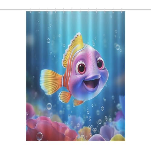 Rideau de douche poisson anti éclaboussures lavable en machine - 7