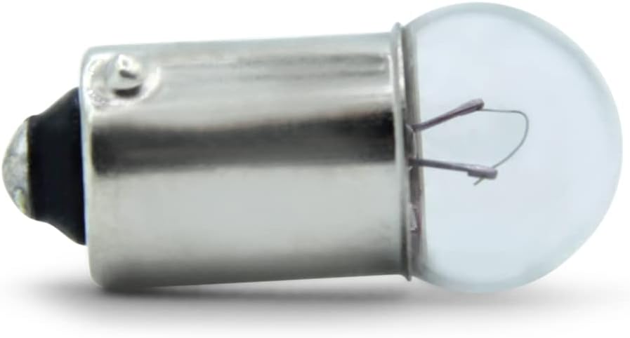 Primo piano laterale view of a single Technical Precision 6.3V1W-M light bulb, showing the clear glass and metal base.