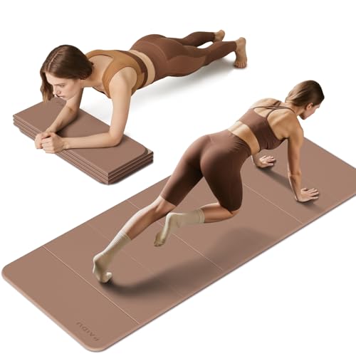 Foldable Fitness Yoga Mat | 2/5" (10MM) Extra Thick | SGS Certified Non-Slip TPE | 75x26" Extra Long-Wide | Portable & Easy Store | for Yoga, Pilates, Home Gym & Full-Body Workouts