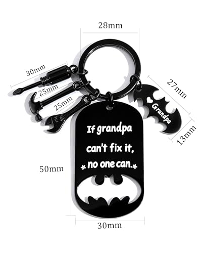 Image of Father Keychain, Batman Keychains for New Dad Step Dad Grandpa Son, Fathers Day Birthday Gift for Daddy from Daughter