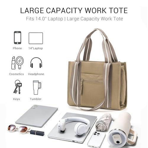 Image of ACUARIO Tote Bag for Women, Work Tote Handbag with Pockets, Shoulder Bag for Office Business Travel Daily Commute