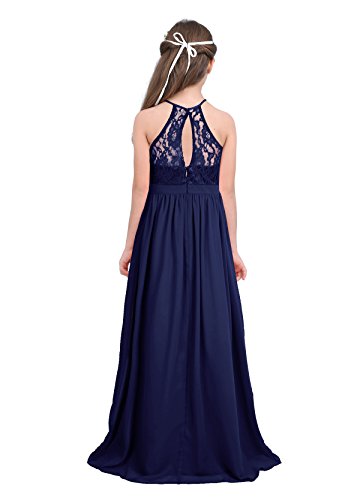 JanJean Kids Girls Halter Neck Lace Chiffon Princess Maix Dress Junior Bridesmaid Wedding Dress Evening Party Prom Gown2