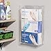 HIIMIEI Acrylic Glove Dispenser Wall Mount, Clear Plastic Glove Rack Floating Triple Gloves Box Holder 16.1'' X 10.2'' X 3.8'', Capacity Of 3 Glove Boxes