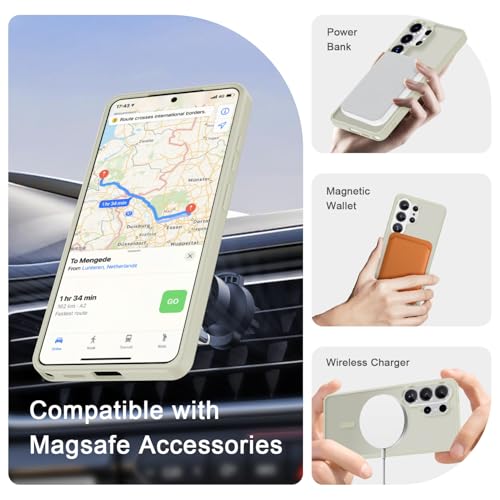Image of for Samsung Galaxy S26 Ultra Case, Matte Magnetic Phone Cover, Cream White | Fit for MagSafe, Screen Protector included, Shockproof Military Grade Protection, Translucent Frosted Back