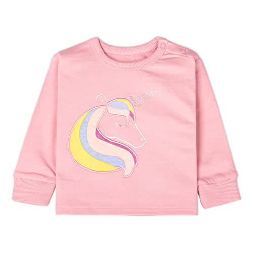 Image of ARIEL Cotton Fleece Printed Clothing Sets for Boys & Girls - Unisex Winter Clothing Sets Full Sleeve T-Shirt & Pant, Silvrhrn,Pink (0 Months-3 Months)