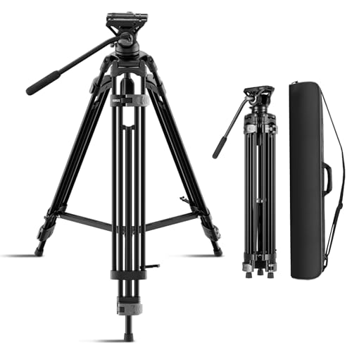 Image of SIRUI Heavy-Duty Video Tripod with Fluid Head - Durable Aluminum Alloy Construction, Adjustable Height for Smooth Video Recording, Stable Support 22.0lbs for Cameras & Camcorders(AVT-02)