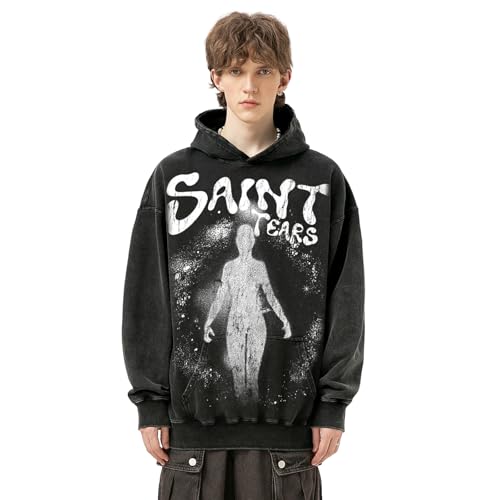 Saint Tears Acid Wash Mens Hoodies Pullover Oversized Casual Hoodie Graphic Print Hooded Vintage Sweatshirt Streetwear Unisex3