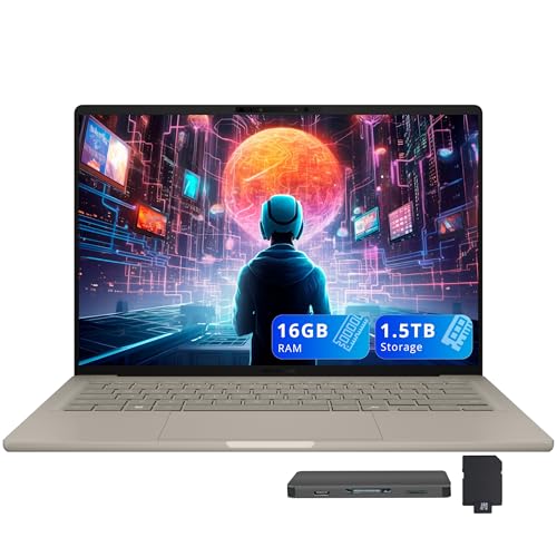 Image of ASUS Zenbook 14 inch FHD+ OLED Laptop, Snapdragon X Plus X1P-42-100, 16GB LPDDR5X, 1.5TB Storage (512GB SSD+1TB Docking Station), Backlit Keyboard, Copilot, FHD IR Camera, Windows 11, Zabriskie Beige