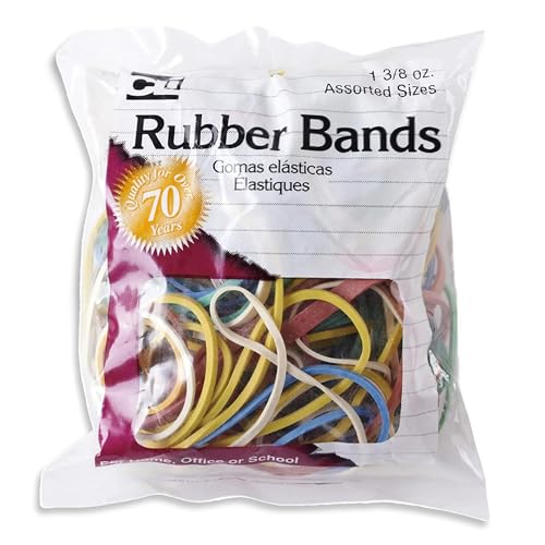 Image of Charles Leonard Rubber Bands, 1 3 /8 Ounce Bags, Assorted Sizes /Colors (56385)