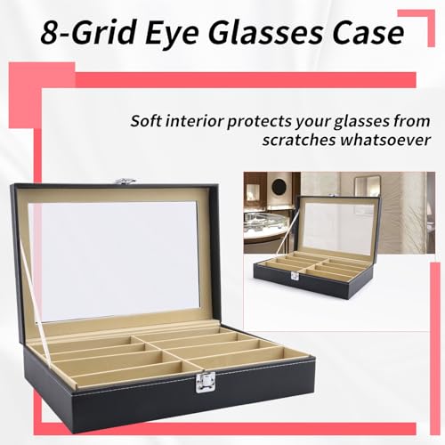Boîtier de rangement de lunettes haut de gamme avec 8 emplacements