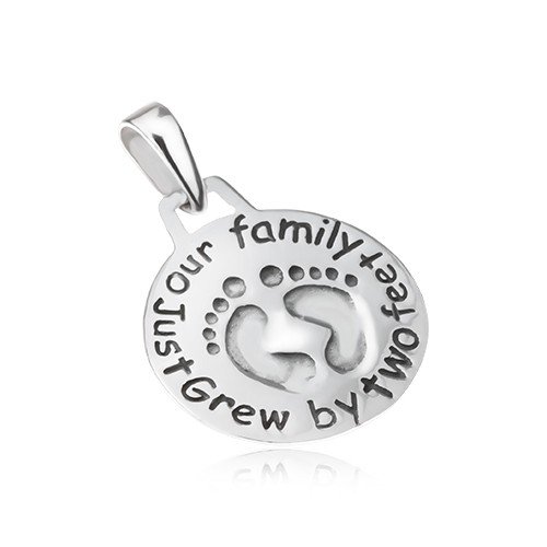 Preisvergleich Produktbild ORDO Diamonds® Babygeburt, Silber 925, Damenanhänger, Silber 925 Anhänger, Patinierung, Inschrift, Fußabdrücke, gepunzt, 2g