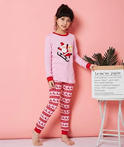 Girls Pajamas Christmas 100% Cotton Toddler Pjs for Kids Girls Children Long Sleeve Sleepwear Sets (Size 3T-8Y) - Image 2