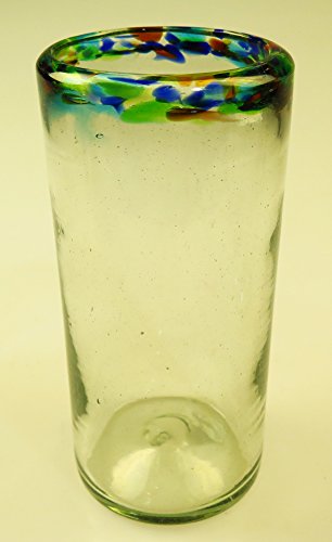 Mexican Glass Confetti Rim Tumblers 20 Oz, (6) #TOP4