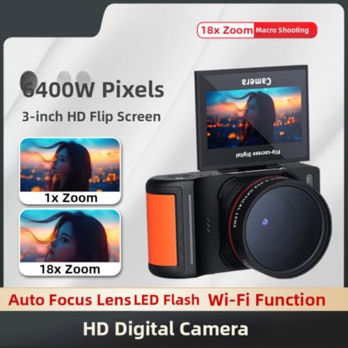 Cámara digital de 64MP con pantalla abatible de 180° para encuadres perfectos 6