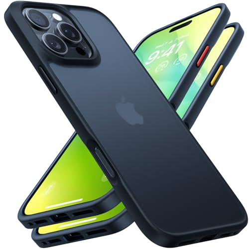 Image of TORRAS for iPhone 16 Pro Case Guardian Shockproof, 4X Military-Grade Test Protection, DIY-Buttons Anti-Scratch Slim Thin Non-mag Translucent Matte Hard Back Case for iPhone 16 Pro 6.3inch, Black