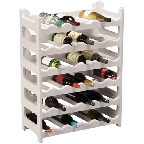 ARTECSIS Casier à Bouteilles pour 36 Bouteilles, Étagère à Vin, Range Bouteille en Plastique Blanc