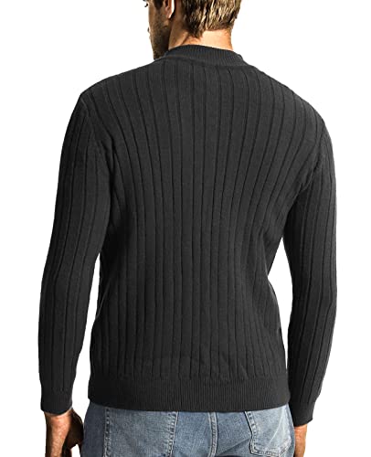 Surenow Men's Quarter-Zip Sweater Cable Knit Crew Neck Pullover Sweater Slim Fit Soft Thicken Casual Polo Sweaters for Men2