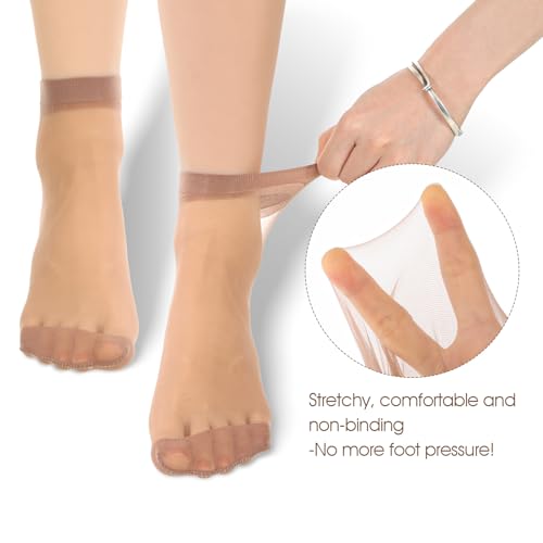 20 Pairs Sheer Ankle Socks See Through Socks Women Soft Tight Hosiery with Reinforced Toe Summer Thin Sock for Flats Breathable Thin Cool See Through Stylish Calf Silk Sock for Women Girls4