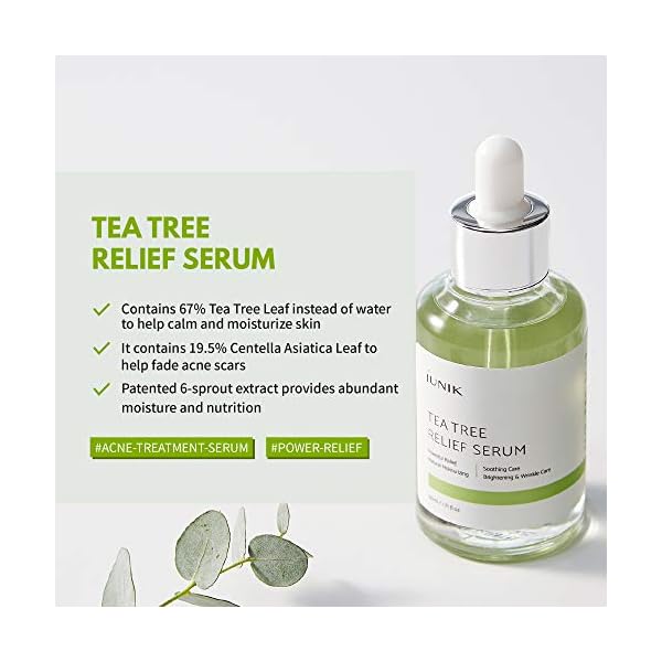 iUNIK-Tea-tree-Relief-Natural-Facial-Serum-171-Fl-Oz-Acne-Treatment-Serum-Ampoule-Clear-Skin--Face-Serum-for-Acne-Breakout-Pimple-Tea-Tree-67-Centella-Asiatica IUNIK Tea Tree 67% Relief Vegan Facial Serum - Non-Sticky | Clear & Balanced Skin w/Centella Asiatica 19% for Soothing Calming Irritated & Acne-prone Skin Ampoule Korean Skincare