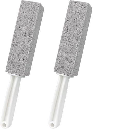 2 Pcs Toilet Bowl Pumice Toilet Cleaning Stone Hard Water Ring Cleaner Pumice Stains Remover Brush with Handle