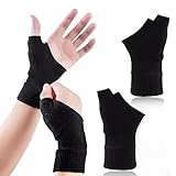 2 Pairs Wrist Thumb Arthritis Gloves, Therapy Gloves Gel Hand Wrist Support Brace Arthritis Compression for Thumb Arthritis, Sport Pain Relief Tendonitis for Men and Women Fits Both Hands(15 * 6.5cm)