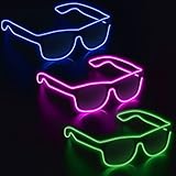 YouRfocus Wireless Led Light up Glasses 3 Pack Glow in The Dark Neon Glasses for Rave Party, EDM (Blue + Pink + Green)