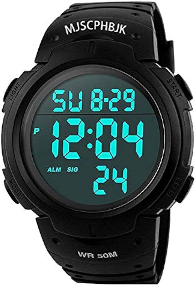 MJSCPHBJK Mens Digital Sports Watch, Waterproof LED Screen Large Face Military Watches and Heavy Duty Electronic Simple Army Watch with Alarm