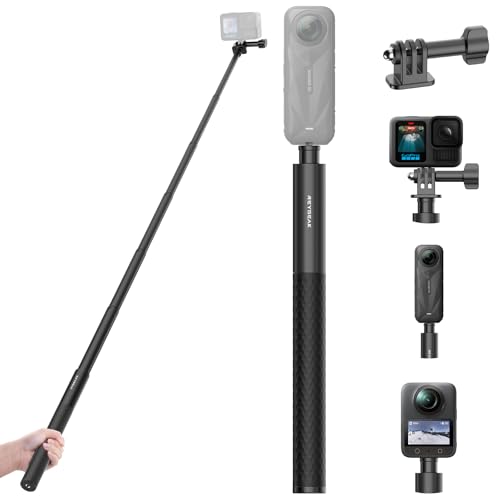 REYGEAK 130CM Selfie Stick Aluminium Unsichtbarer Selfiestick Einbein Stativ mit -Adapter Extendable Handheld Pole Stick Monopod Kompatible mit DJI Osmo 360/Pocket 3/Action Insta-360 X5/X4/X3
