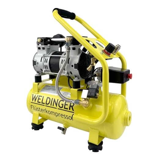 WELDINGER Flüster Kompressor FK 65 pro ölfrei 750 W Luftabgabe 90 l innenbeschichteter Tank Druckregler 5 Jahre Garantie