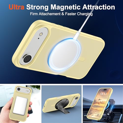 Image of SUPFINE Magnetic for iPhone Air Case (Compatible with MagSafe)(Military Grade Drop Protection) Slim Translucent Matte Shockproof with Anti-Fingerprint Phone Cover for 17 Air,Buttercream Yellow