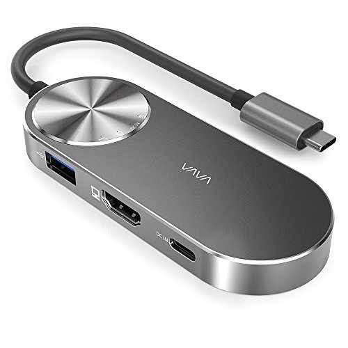 VAVA HUB USB C, (5 en 1), Carga 100W + HDMI 4K UHD + 2 Puertos USB 3.0 + Lector de Tarjeta SD, Concentrador y Adaptador Multipuerto Compatible con MacBook Pro y Portátil Windows Tipo C