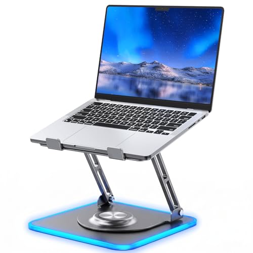 JOYEKY Adjustable Aluminum Laptop Stand with RGB Lighting & Rotating Base
