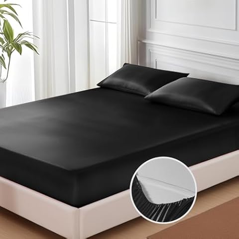 MR&HM Satin Fitted Sheet Queen Size Cover
