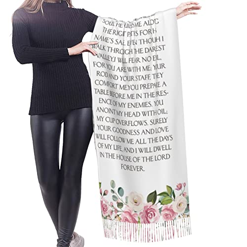 Psalm 23 Evening Wraps The Lord Is My Shepherd 23rd Psalm Floral Pashmina Shawl For Men Inspirational Bible Verse Scripture2