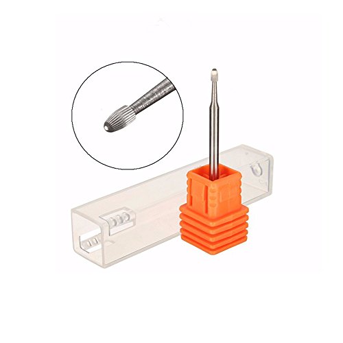 Gimiton 3/32 Cuticle Clean Safety Nail Carbide Bit Medium Grit Rotary Burrs For Nail Salon Manicure Tools Silver Color, 31.6mm
