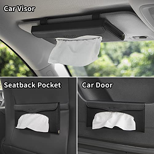 Ejiasu Car Tissue Holder, Sun Visor Napkin Holder, Car Visor Tissue Holder, Pu Leather Backseat Tissue Case Holder For Car,Vehicle(Black) #TOP5