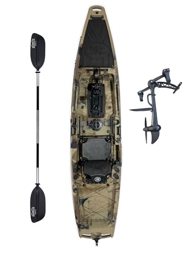 Brooklyn 12.5 Pro Pedal Propeller Drive Fishing Kayak by BKC, Sit-on-Top Single Kayak with Rudder System, Dry Storage, Rod Holders & 550 lb Capacity