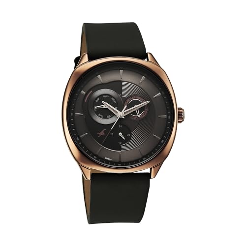 Image of Fastrack TIK Tok 5.0 Quartz Black Shaped Dial Men's Watch | Leather Strap Material | Watches for Men Analog - 3330QL01