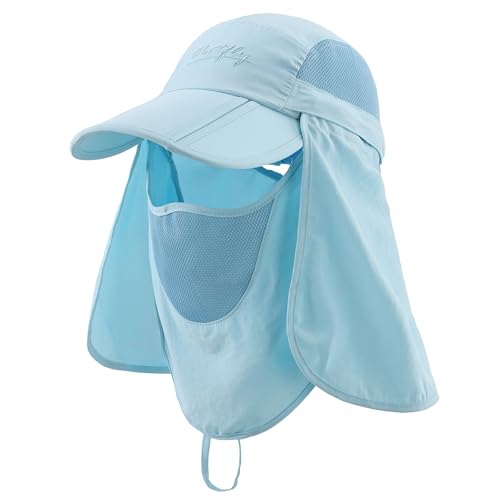 Image of Connectyle Men's Foldable Baseball Sun Cap with Removable Face Mask Neck Flap Cover UPF 50+ Sun Protection Fishing Hiking Hat