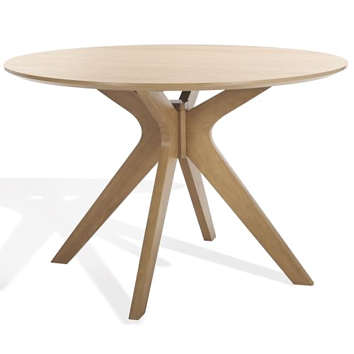 SAFAVIEH Couture Collection – Carolee Natural Brown 46-Inch Round Dining Table, Farmhouse Dining Table for Kitchen or Dining Room, Seats Up to 4 (SFV2134D)