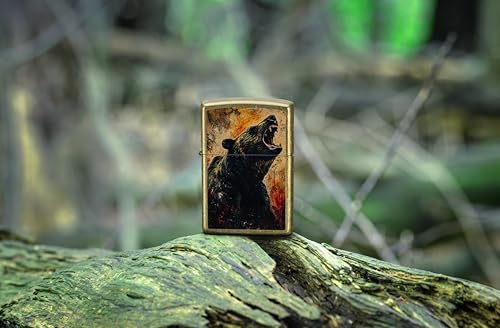 Image of Zippo Grizzly Roar Design Street Brass, Pocket Fuel Windproof Premium Lighter (BIS Certifed)