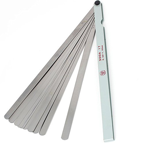Rannb Metric Feeler Gauge Gap Measurement Tool 12-inch Long 17 Blades 0.02-1.00mm Thickness