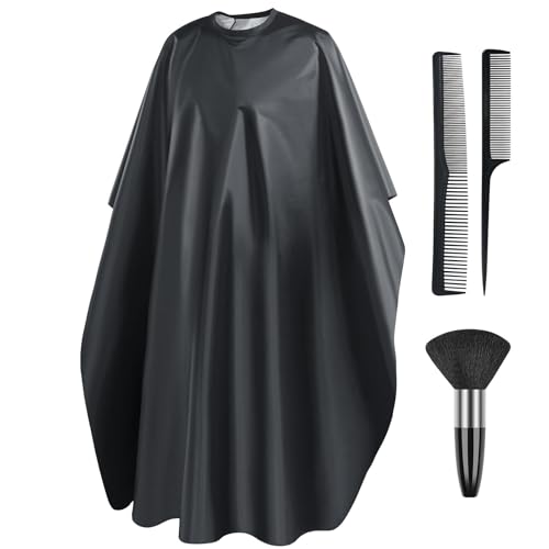 LOPHE Cape de Coiffure avec Attache Auto, Brosse et Peigne - Cape de Salon Courte